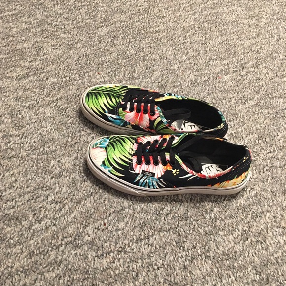Vans Off The Wall Floral Tropical Hawaiian Print Black Size 6.5 - Picture 7 of 10